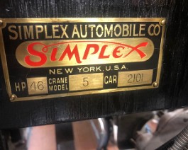 Body tag displaying the car's model and serial number.